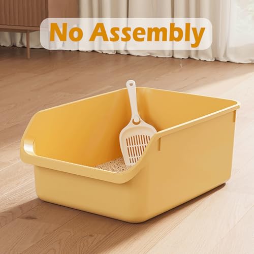 SpaceTime Large Cat Litter Box with High Sides,Cat Boxes for Indoor Cats,Cat Litter Pan for Kitty,Litter Box with Low Entry,Easy to Clean,Anti-Splashing(Pink) - color: Pink