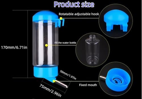 2 Pcs 16Oz Guinea Pig Water Bottle No Drip Small Animal Water Bottle, for Hamster/Small Pet/Bunny/Ferret/Hamster/Guinea Pig/Rabbit