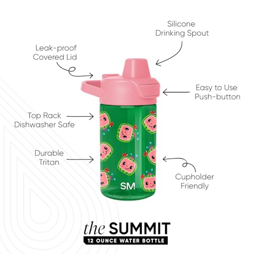 Simple Modern CoComelon Kids Tritan Plastic Summit Water Bottle | 12 oz BPA-Free Cup with Covered Leak Proof Straw Lid for Boys, Toddlers | CoComelon Watermelons - color: CoComelon: Watermelons, style: Covered Lid | 12oz