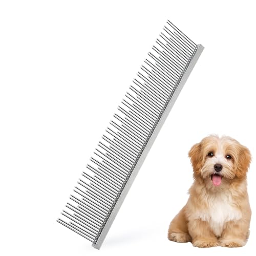 Professional Pet Stainless Steel Comb for Dogs&Cats 6.1in/15.5cm | Long&Short Fine Tooth,Dematting Com for Dogs&Cats,Flea Comb,Pet Grooming Tool,Remove Loose Hair Knots Tangles Dirt Fleas