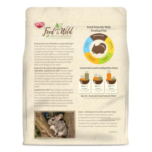 Kaytee Food from the Wild Chinchilla (Chinchilla Food), 3 Pounds | Pet food for gut health. High-fiber pellets. Timothy hay, natural probiotics, no added sugar - size: 3 Pound (Pack of 1)