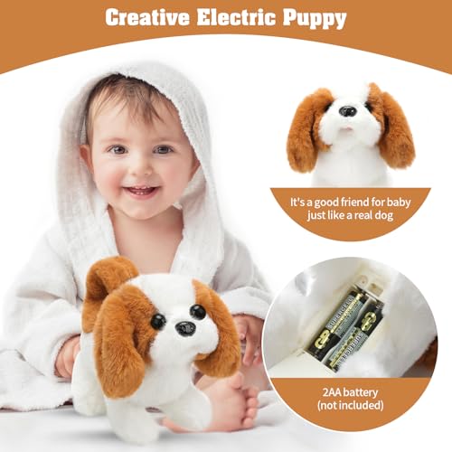 KSABVAIA Plush Saint Bernard Toy Puppy Electronic Interactive Dog - Walking, Barking, Tail Wagging, Stretching Companion Animal for Kids Toddlers - color: Saint Bernard Dog