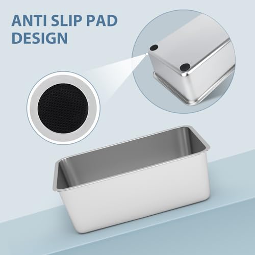 WENBOKMIN Stainless Steel Litter Box - Cat Litter Box Easy to Clean, Never Absorbs Odor, Stains, or Rusts - Silver (17.7" L x 13.5" W x 6" H) - size: 17.7" L x 13.5" W x 6" H