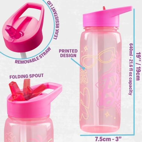 Get Trend Barbie Girls Lunch Bag, Bento Box & Water Bottle 3 Piece Set | Insulated Lunch Bag, 3 Compartment Lightweight Snack Box, 22 fl oz BPA-Free Water Bottle with Straw, School, Gifts for Girls - color: Pink Barbie