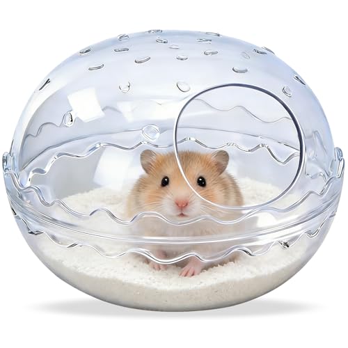 Hamsters Bathtub Box,Hamster Bathroom,dust Bath for Hamster,Hamster Sand Bath Container,Hamster Bath,Hamster Bathing Bowl,Transparent Toilet for for Hamster Cage Accessories (5.5x5.5x4 inch)