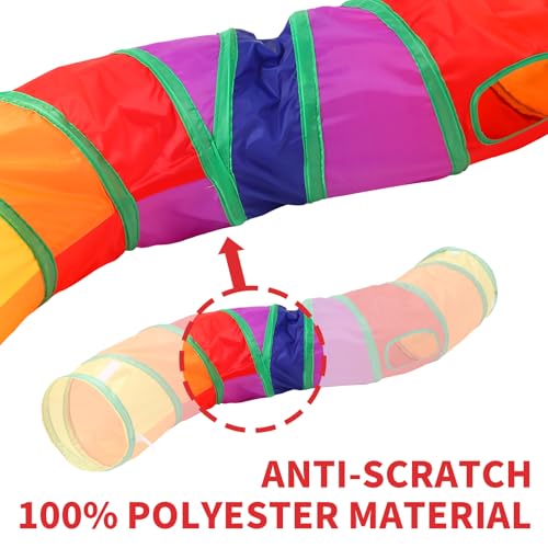 Pet Cat Tunnel, S-Shape Tunnels for Indoor Cats, Collapsible Pet Tunnel for Kitten, Puppy, Rabbit, 25cm-Wide Tunnels, Durable & Breathable, with Peek Hole Toy Ball - color: S-Shaped Tunnel & Rainbow