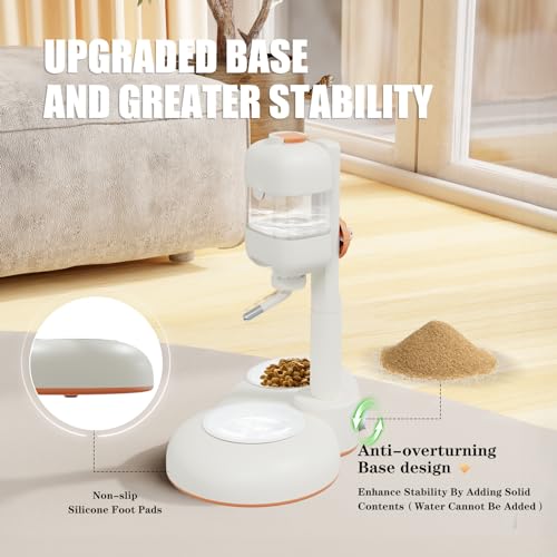 Pet Bowls with Weaning Bottles,3 in 1 Height Adjustable Water Dispenser for Dogs,15°Tilted Food Bowls for Small Dogs,Puppy Feeding,Pet Food Bowls for Cats,Rabbits,Ferrets - color: White
