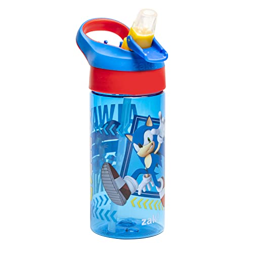 Zak Designs Sonic the Hedgehog Kids Water Bottle with Spout Cover and Built-in Carrying Loop, Made of Durable Plastic, Leak-Proof Water Bottle Design for Travel (17.5 oz, Pack of 2) - color: Sonic the Hedgehog