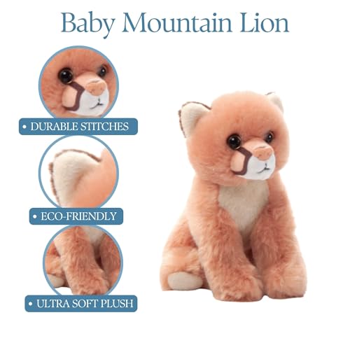 The Petting Zoo Mountain Lion Stuffed Animal Plushie, Gifts for Kids, Wild Onez Babiez Wildlife Animals, Lion Plush Toy 6 inches - color: Mountain Lion