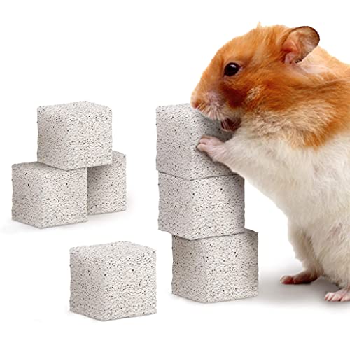 Meric CoCoo Grinding Stone for Small Pets, 1.6"x1.6"x1.6" Lava Rocks, Trims Pet Teeth, Smooths Claws, Adds Calcium to Diet, Chew Toys for Rabbits, Chinchillas, Hamsters & Guinea Pigs, 6pcs per Pack