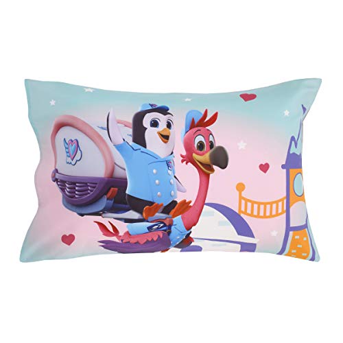Disney T.O.T.S Special Delivery Pink, Teal, Purple & Brown 4Piece Toddler Bed Set - Comforter, Fitted Bottom Sheet, Flat Top Sheet, Reversible Pillowcase, Pink, Teal, Purple, Brown - color: Disney T.o.t.s