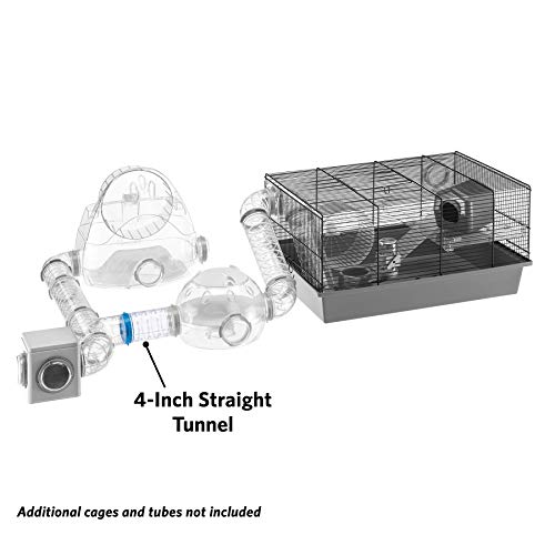 Ferplast Hamster Cage Play Tube | 4-Inch Straight Tunnel, 4.3L x 2.4 Diameter Inches, Clear (84812099US1) - size: 4.3 Inch, style: 4-Inch Straight Tunnel