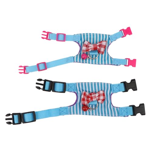 Hypeety Small Animal Harness Vest and Leash Set Soft Mesh Small Pet Harness Hamster Rabbit Chest Back Outdoor Leash Traction Rope for Rabbit Ferret Guinea Pig Kitten Clothes Accessory (M, Blue Stripe) - color: Blue Stripe, size: M