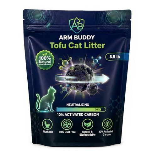 Tofu Cat Litter, 8.5LB – Activated Carbon Odor Control, Quick Clumping, Flushable, Ultra Absorbent, Plant-Based, Low Tracking, Multi-Cat, Septic-Safe - size: 8.5LB