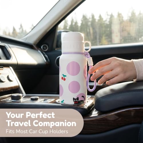 20oz Stainless Steel Insulated Water Bottle with Cat Pattern | Double Wall Vacuum Tumbler, Leakproof, Dual Use Straight Drink & Straw Lid, Travel Office Outdoor - color: Cherry Black Cat