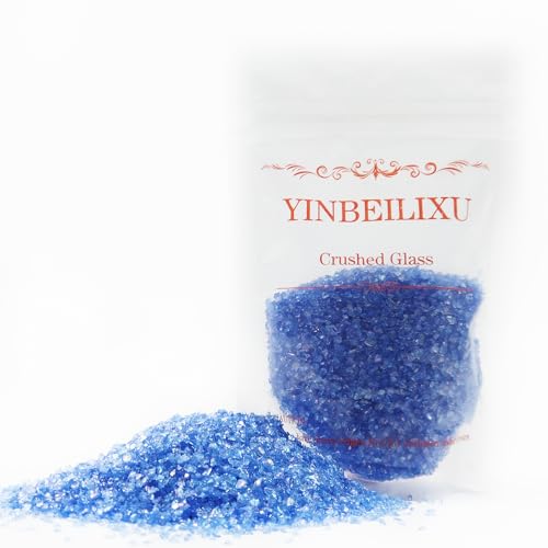Crushed Glass Glitter, Broken Stones Shattered Glass Chips for Resin Art Crafts, Epoxy Resin Supplies, Geod Painting, DIY Art Projects, Jewelry Making, 2-4mm, 200g/7oz(Dark Blue) - color: Dark Blue