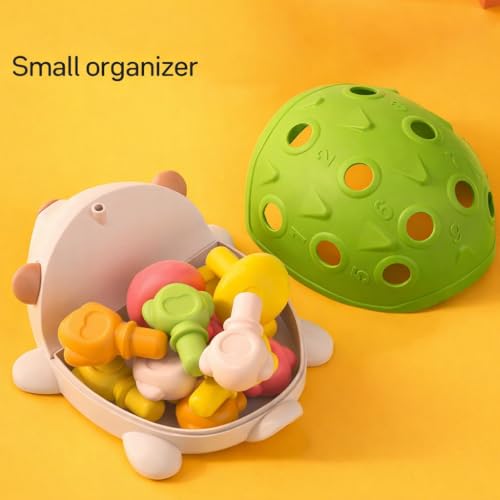 Interactive Montessori Hedgehog Toy with Colorful Mushroom Pegs, Educational Toddler Learning Toy. - color: Green
