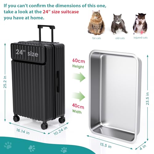 Stainless Steel Cat Litter Box, Large Metal Litter Box, 23.5" Lx15.5 Wx4 H | Never Absorbs Odors,Stain Free, Rustproof, Non Stick Smooth Surface, Anti-Slip Rubber Bottom - color: 4" H, size: 23.5"L x 15.5"W