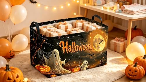Sanjiaofeng Rectangular Halloween Ghost Storage Basket,Trick or Treat Halloween Basket for Kids,Halloweens‌ Party Candy Gift Baskets(Mysterious Ghost) - color: Mysterious Ghost