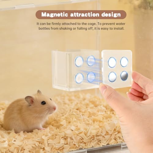 Hamster Water Bottles Holder with Cleaning Shovel, Magnetic Anti-Fall Water Bottle Stand with Adjustable Height, Fits up to 2in/5cm for Hamsters Small Pets (Holder Only)