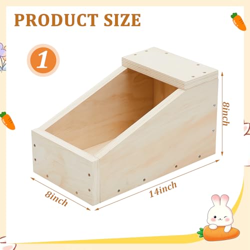 1 Pack Wood Rabbit Nesting Box, 14x8x8 Inch Wooden Hutch Hideout for Breeding, Natural Burrow Den Alternative for Rabbits & Small Animals - size: 14x8x8 Inch
