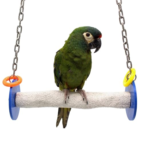 Sweet Feet and Beak Roll Bird Swing, Medium, Outdoor Pedicure Perch, Blue | Ceiling Mount, 9" Outdoor Bird Perch with Break Plastic Ends and Rings, Feet and Muscle Stimulation, Available in 5 Sizes - color: Blue, size: 9" Medium