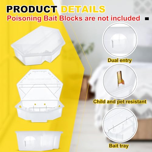 Qualirey 2 Pcs Rat Bait Station with Keys 13.58 x 8.98 x 3.35 Inch Rodent Station Rat Traps, Keeps Children and Pets Safe Indoor and Outdoor, Bait Not Included (Translucent) | 13.58x8.98x3.35 Inch Size, sturdy Plastic, Reusable Tamper-resistant Design, In