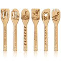 GLOBLELAND 6 Pcs Duck Wooden Spoons Utensil Set Pond Duck Bamboo Carving Kitchen Cooking Utensils Wooden Engraved Cooking Spatula Sets for Kitchen Fun House Warming Gift - color: Duck