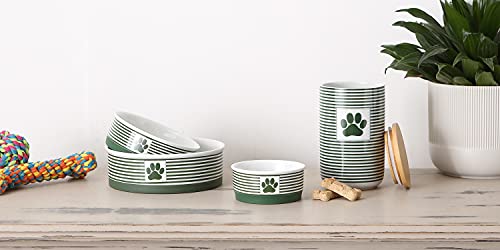 Bone Dry Paw & Patch Ceramic Pet Collection, Medium Set, 6x2, Hunter Green, 2 Piece (5742) - color: Hunter Green, size: Medium Bowl Set, 6x2"