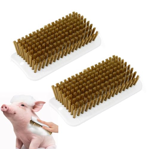 2PCS Anti-slip Pet Grooming Shedding Brush Cleaning Slicker Brushes with Dual Hanging Holes for Pens