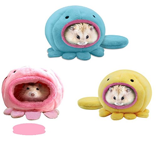 Hamster Bed Warm House Cute Nest Fleece Hut Hanging Cage for Small Rodent Animal Mice,Rat,Dwraf Hamster,Gerbil,Sugar Glider - color: Pink1