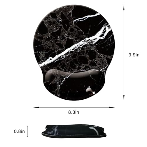 Mouse Pad with Wrist Support, Ergonomic Mouse Pad with Memory Foam Wrist Rest Cushion, Non-Slip Rubber Base Gaming Mice Pad for Home Office Computer Laptop, Black White Marble - color: Black white marble