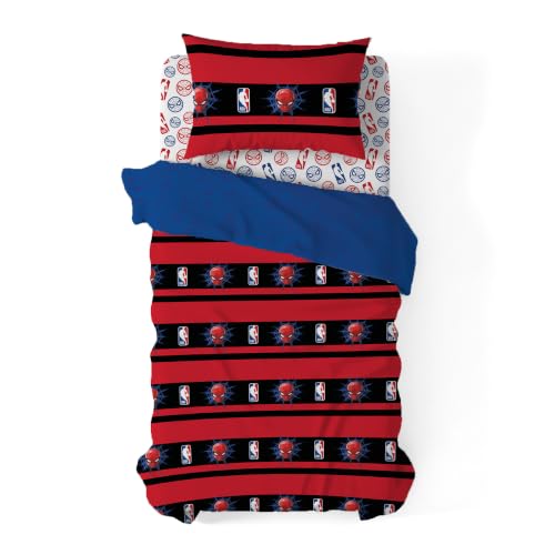 Northwest Marvel Spiderman Twin Comforter Set 4 Piece Includes Reversible Comforter & Sheet Bedding Set Soft Fade Resistant Microfiber Officially Licensed - color: Spidey Drop Twin