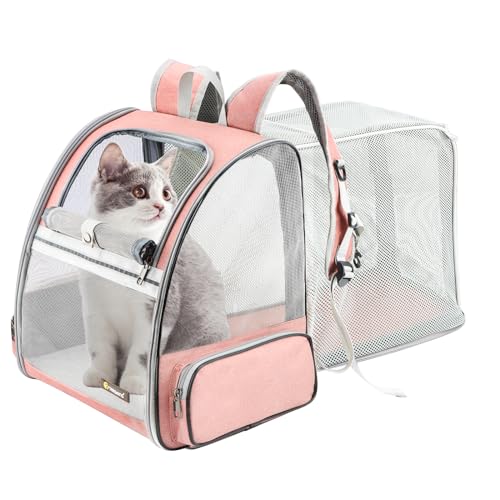 Texsens Innovative Traveler Bubble Backpack Pet Carriers for Cats and Dogs (Expandable-Pink) - color: Expandable-Pink