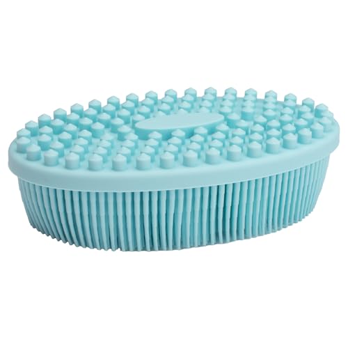 DNC Exfoliating Silicone Body Scrubber Shower Bath Body Brush loofah Easy to Clean, Lathers Well, Eco Friendly, Long Lasting (Blue - color: Blue