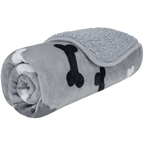 PETAMI Sherpa Fleece Waterproof CAT and Dog Blanket, Bone Gray, Small - color: Bone Gray, size: Small (24x32)
