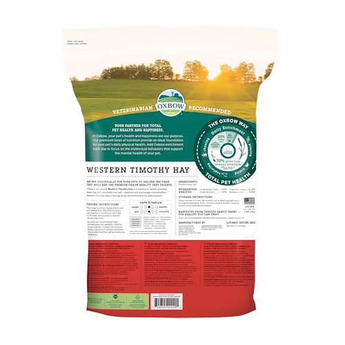 Oxbow Western Timothy Hay, Rabbit & Guinea Pig Hay, High Fiber, USA, 90 oz | Oxbow Timothy Hay, Bunny Hay For Rabbits, Guinea Pigs, Bunnies and Chinchillas, Hand-Sorted, De-Dusted, Made in USA - size: 90 Ounce (Pack of 1)