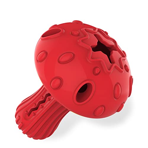 SCHITEC Dog Chew Toy for Large & Medium Dogs, Rubber Treat Dispensing Toy for Aggressive Chewers, Interactive Slow Feeder Tough Puzzle Toys Teeth Cleaning - color: Red