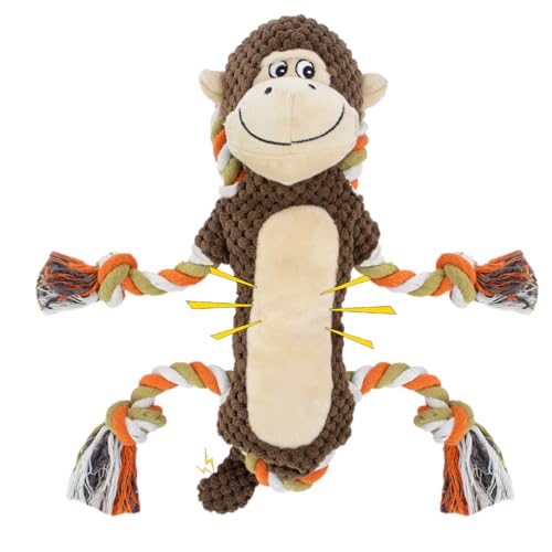Squeaky Monkey Dog Toy for Large Dogs | large dog toys for big dogs Stuffed Plush, Crinkle Paper, Interactive puppy monkey toy, Rope Toy, For Small, Middle, - style: Monkey Shape