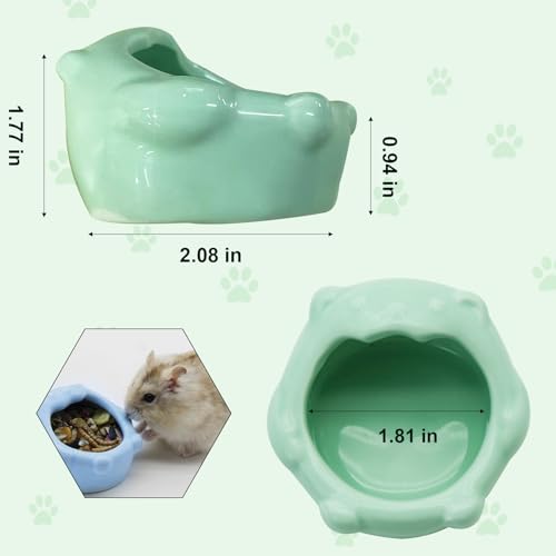 Small Ceramic Pet Hamster Bowl, Easy to Clean Anti Flipping Small Animal Bowls, Hamster Food and Water Bowl for Golden Bears, Rabbits, Hedgehogs, Dutch Pigs, Parrots (Green) - color: Green