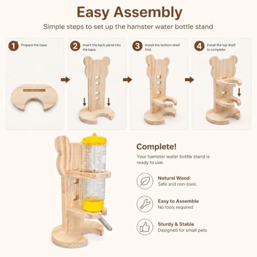 20 Pcs Hamster Cage Accessories,9.5'' Exercise Silent Hamster Wheel,15 Diverse Chew Toys,Maze Wood House, Water Bottle,Bowl Set for Dwarf Hamsters, Gerbils, Mice Small Animals Habitat