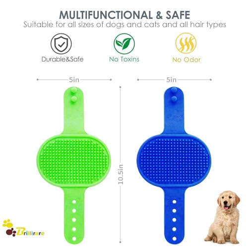 2 Pack Dog Grooming Brush, Premium Soft Silicone Pet Bath Brushes with Adjustable Handle, Shampoo Soothing Comb for Wet Dry Long Short Haired Dogs & Cats Massaging, Deshedding - color: 2 Pack