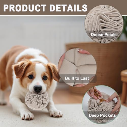 Light Brown Snuffle Ball for Dogs, Slow Feeder Mental Enrichment Toy for Small, Medium Dogs, Discreet Color Interactive Puzzle Game for Anxiety Relief & Indoor Fun, Machine Washable - color: Light Brown, size: Medium