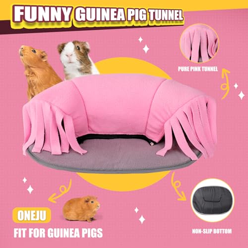 Guinea Pig Tunnel, 2-Way Tunnel for Guinea Pig, Hamster and Other Small Pets, Zip Design for Use and Storage, Pure Pink and Grey - color: Pink and Grey