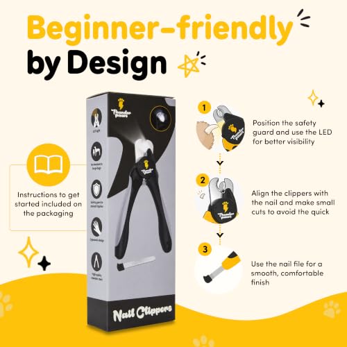 LED Dog Nail Clippers with Light Illumination, Trimmers with Protective Guard, Safety Lock and Nail File - Suitable for Large and Small Dogs & Cats (Grey) - color: Grey, size: Medium-Large (LED)