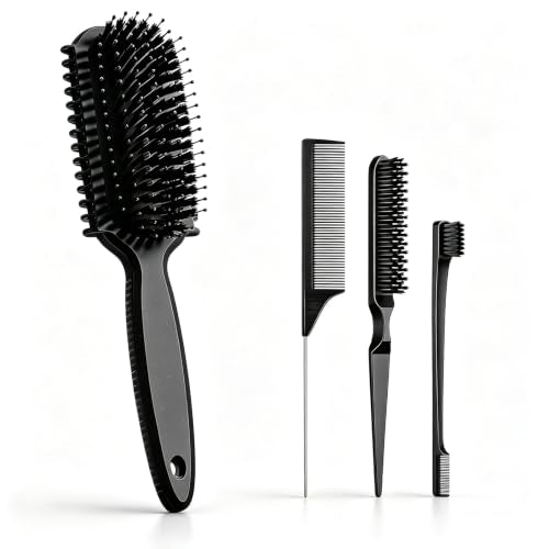 Curl Defining Brush, Curly Hair Brush, Slick Back Hair Brush, For Combing and Shaping Curls in All Hairstyles to Reduce Pulling (Black) - color: Black