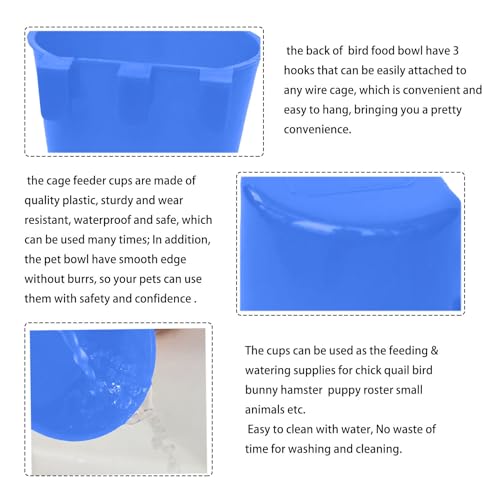 Pack of 40 Cage Cups Birds Feeders Seed Bowl Chicken Feeding Watering Dish Rabbit Water Food Hanging Wire Cages Box 8 oz Coop Cups for Pet Parrot Parakeet Game Fowl Poultry Pigeon - color: Blue 40 packs 8oz