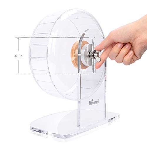 Niteangel 8.2-Inch Super-Silent Hamster Exercise Wheels with Platform: - Quiet Spinner Hamster Running Wheels with Adjustable Stand for Hamsters Gerbils Mice Or Other Small Animals