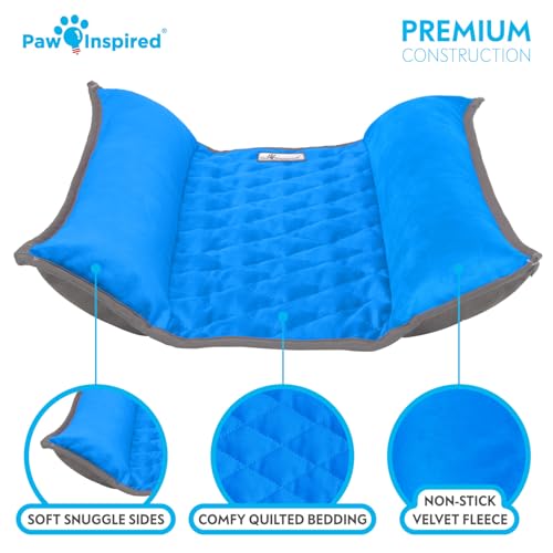 Paw Inspired Snuggle Bunny Bolster Bed, Gray/Blue, 17x17 Inch | Reversible Flop Mat, Ultra-Soft Fleece Bedding with Padded Sides for Rabbits, Cats, Dogs, Small Pets and Animals - color: Gray/Blue
