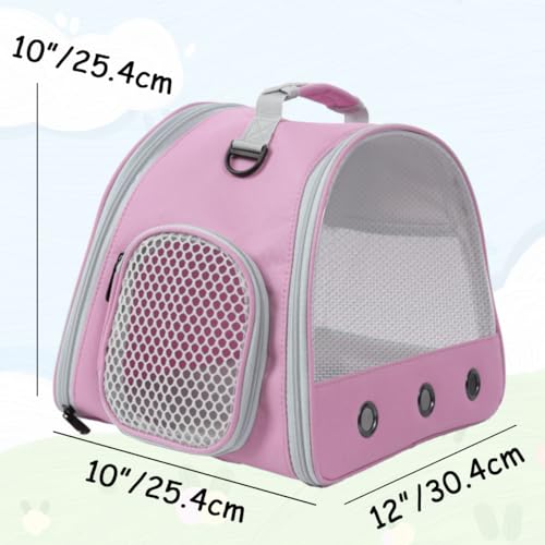Breathable Guinea Pig Carrier Backpack with Nylon Mesh Window Portable Carrier for Guinea Pig, Bunny Bearded Dragon Bird Chinchilla Ferret Travel Outdoor - color: Pink